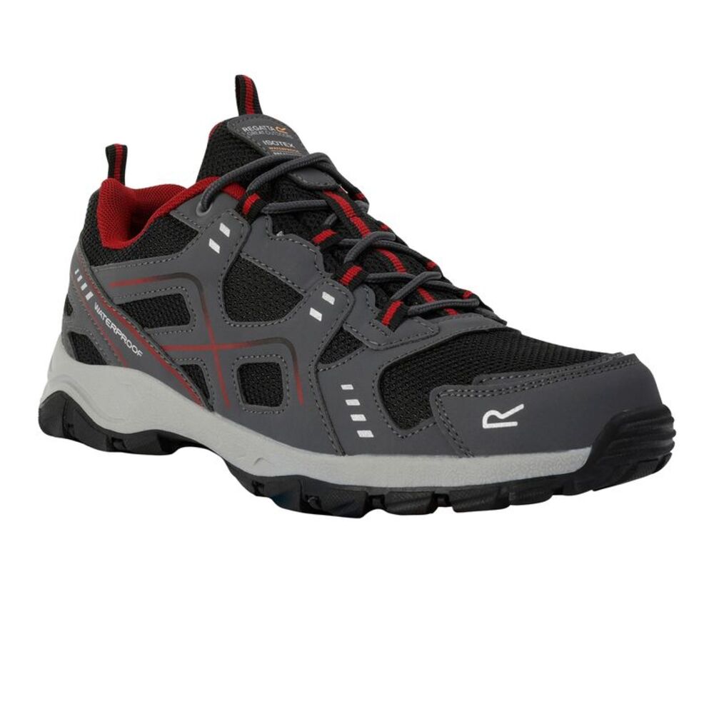 Regatta Mens Vendeavour Waterproof Walking Shoes / Granite/Rio Red